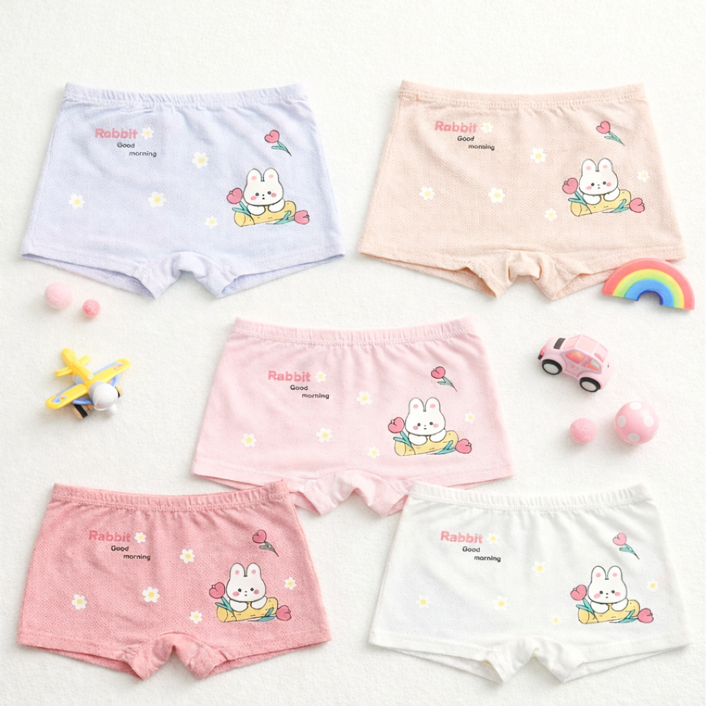 Berry Buddies Collection Kids Modal Underwear Strawberry Bunny Print Boxer Shorts for Girls