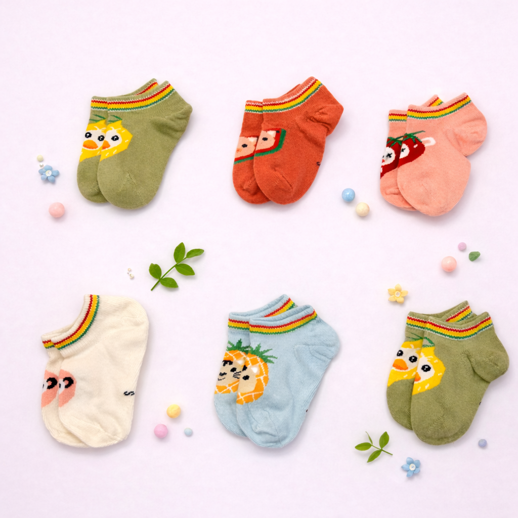Little Critters Animal Character Socks for Kids— Premium Ankle Socks with Striped Cuffs