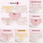 Lilhugz Cherry Blossom– Soft Breathable Cherry Floral Gingham Print Girls Cotton Underwear