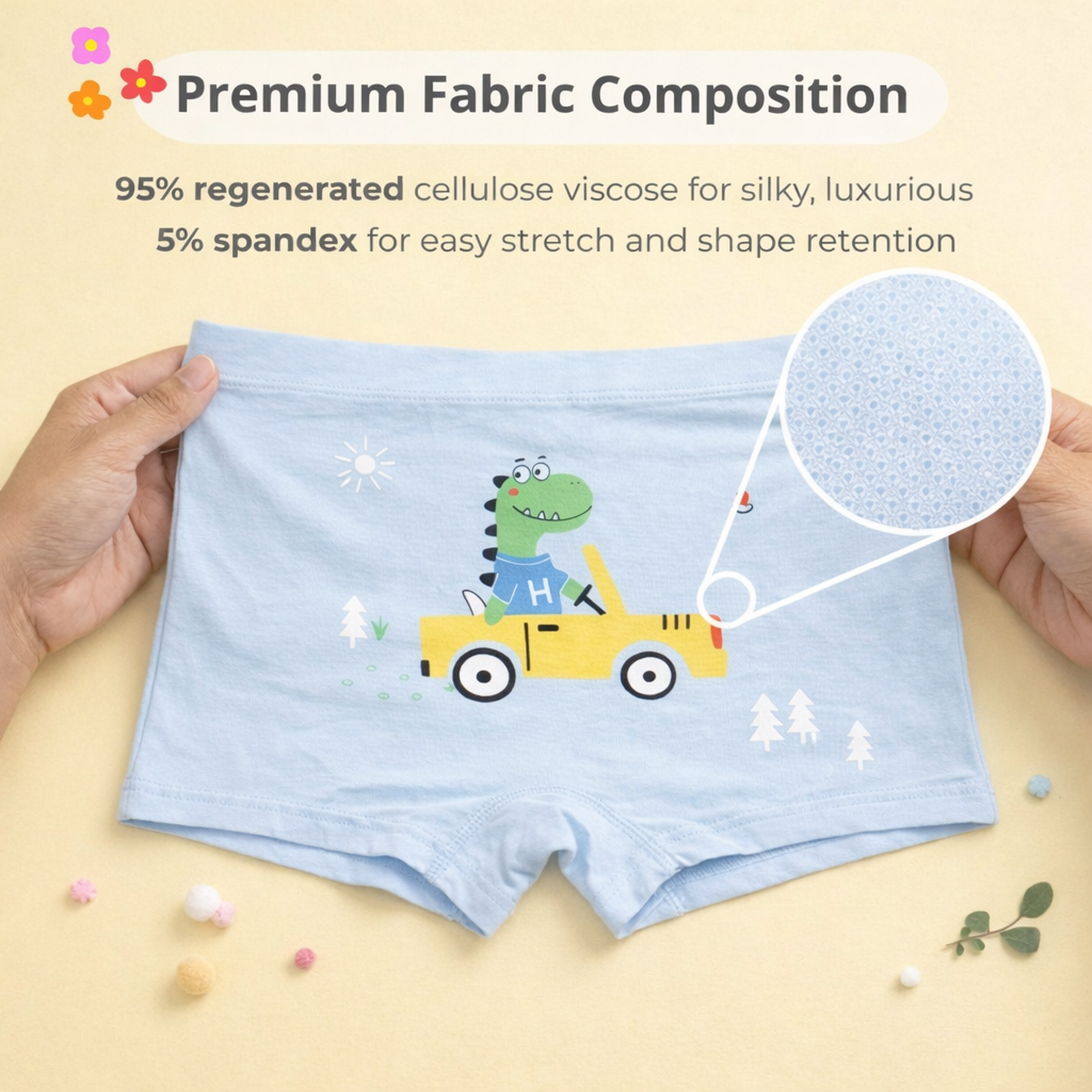 Builder Buddies Collection – Premium Viscose Boys Boxer Shorts – Soft Breathable Kids Underwear with Construction Prints