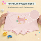 Cake & Kitty Collection – Premium Cotton Girls Boxer Shorts – Soft Breathable Kids Underwear in Cute Cartoon Prints
