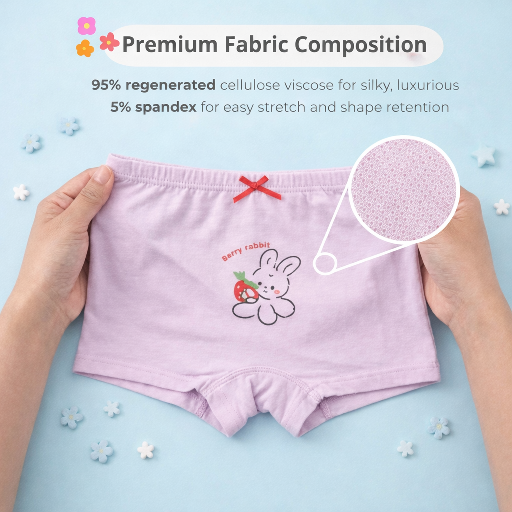 Strawberry Fields Collection – Premium Cotton Girls Boxer Shorts – Soft Breathable Kids Underwear