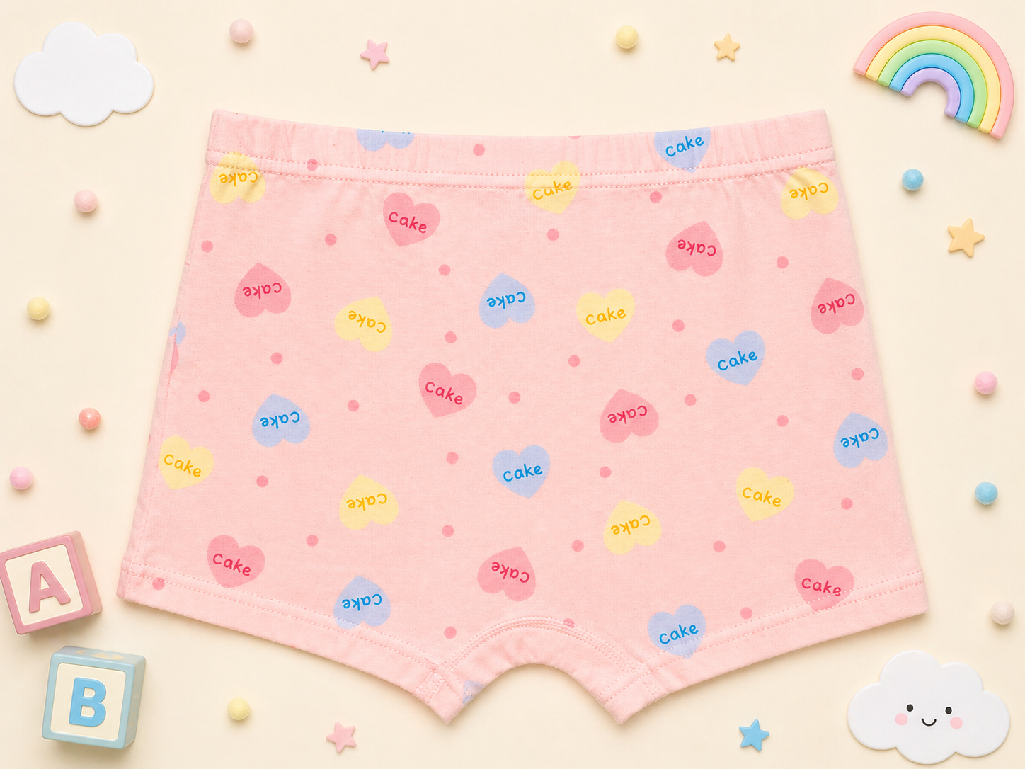 Cake & Kitty Collection – Premium Cotton Girls Boxer Shorts – Soft Breathable Kids Underwear in Cute Cartoon Prints