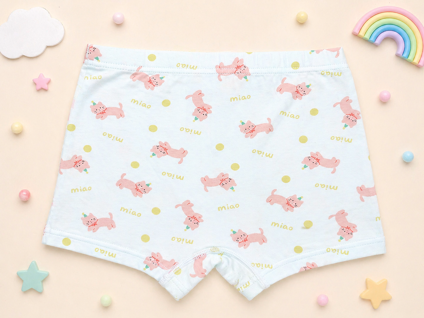 Cake & Kitty Collection – Premium Cotton Girls Boxer Shorts – Soft Breathable Kids Underwear in Cute Cartoon Prints