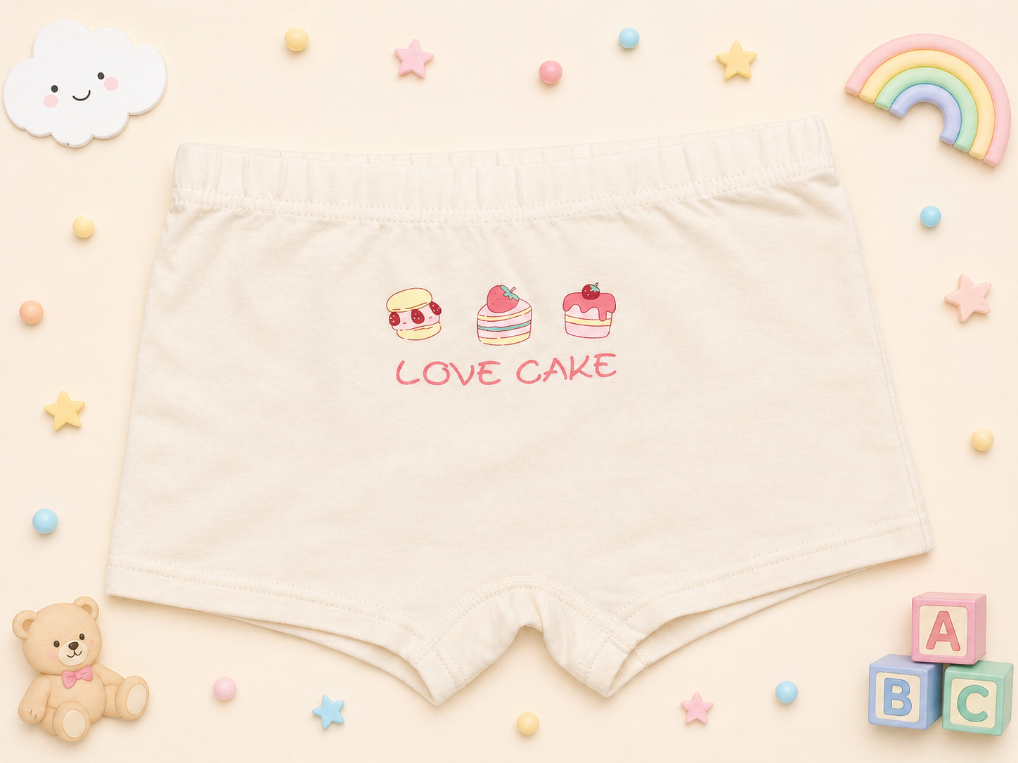 Cake & Kitty Collection – Premium Cotton Girls Boxer Shorts – Soft Breathable Kids Underwear in Cute Cartoon Prints