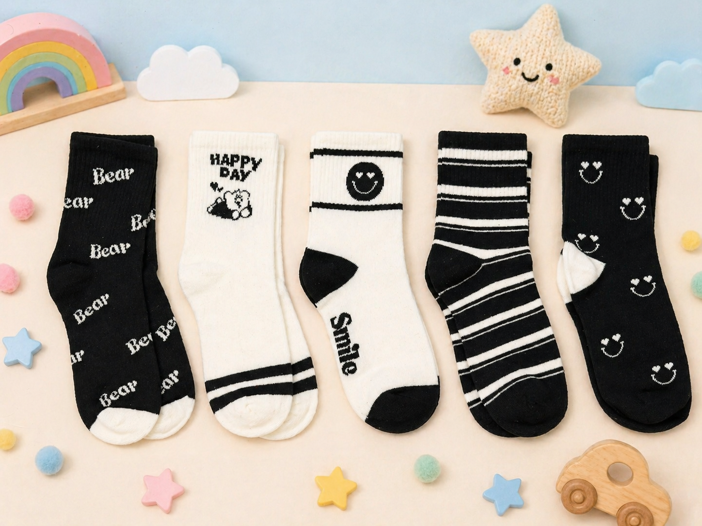 Fun and Playful Kids Crew Socks Collection Premium Cotton Socks with Trendy Designs