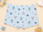 Robo Play Collection– Boys Soft Breathable Trunks- Cute Robot Print Kids Innerwear Pack