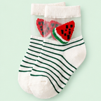 Fruity Smiles Collection—Adorable Fruit and Emoji Striped Socks for Kids—Premium Ankle Socks