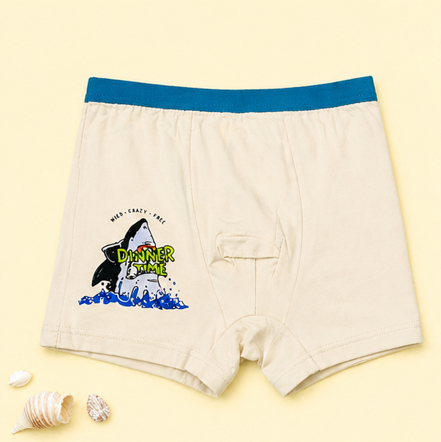 Ocean Adventure Collection | Hybrid Cotton Boys Boxer Shorts | Soft Breathable Kids Underwear with Surf & Shark Graphics