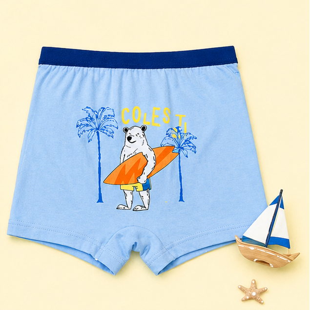 Ocean Adventure Collection | Hybrid Cotton Boys Boxer Shorts | Soft Breathable Kids Underwear with Surf & Shark Graphics