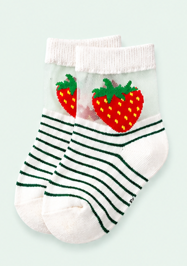 Fruity Smiles Collection—Adorable Fruit and Emoji Striped Socks for Kids—Premium Ankle Socks