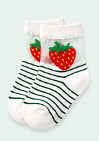 Fruity Smiles Collection—Adorable Fruit and Emoji Striped Socks for Kids—Premium Ankle Socks