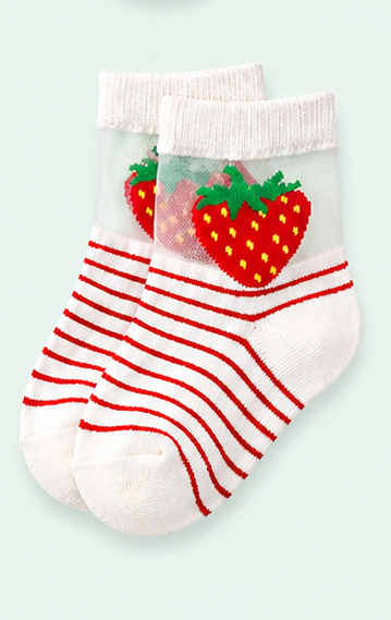 Fruity Smiles Collection—Adorable Fruit and Emoji Striped Socks for Kids—Premium Ankle Socks