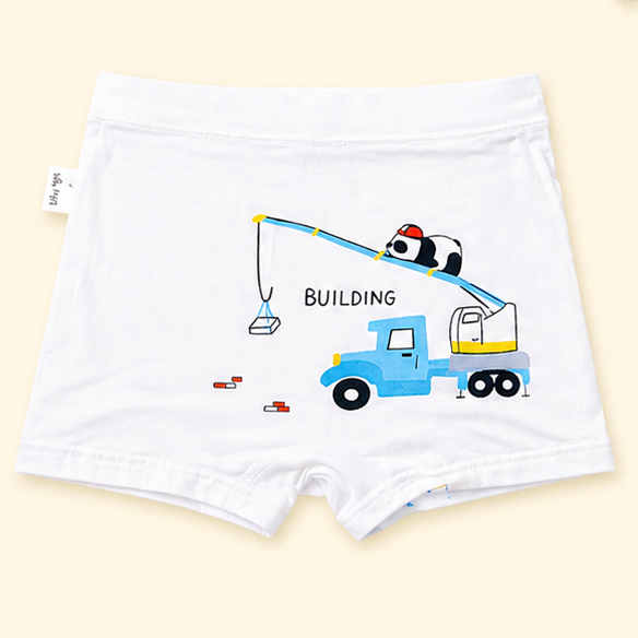 Builder Buddies Collection – Premium Viscose Boys Boxer Shorts – Soft Breathable Kids Underwear with Construction Prints