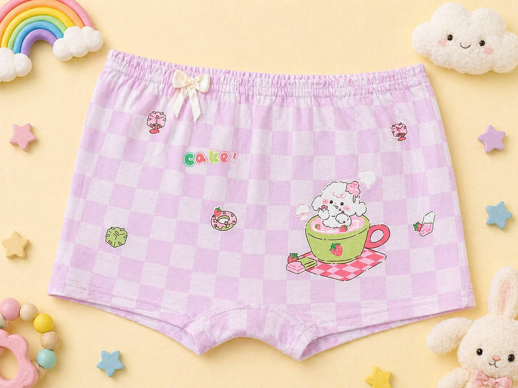 Berry Cup Collection– Girls Soft Breathable Shorts- Cute Dessert Cup Print Kids Innerwear Pack
