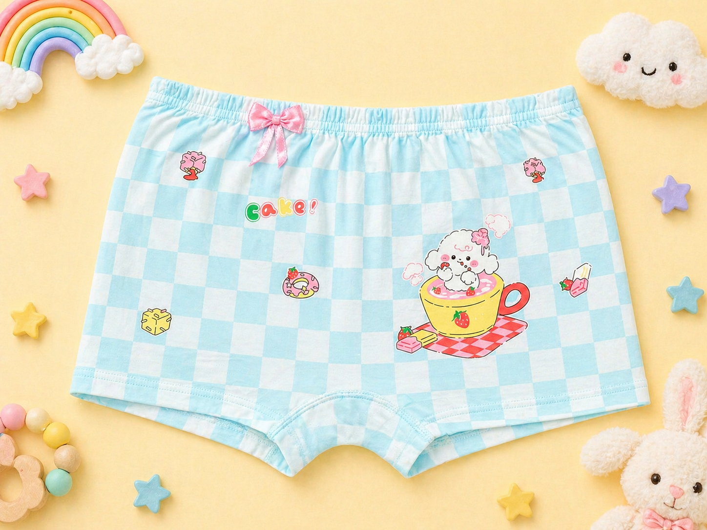 Berry Cup Collection– Girls Soft Breathable Shorts- Cute Dessert Cup Print Kids Innerwear Pack
