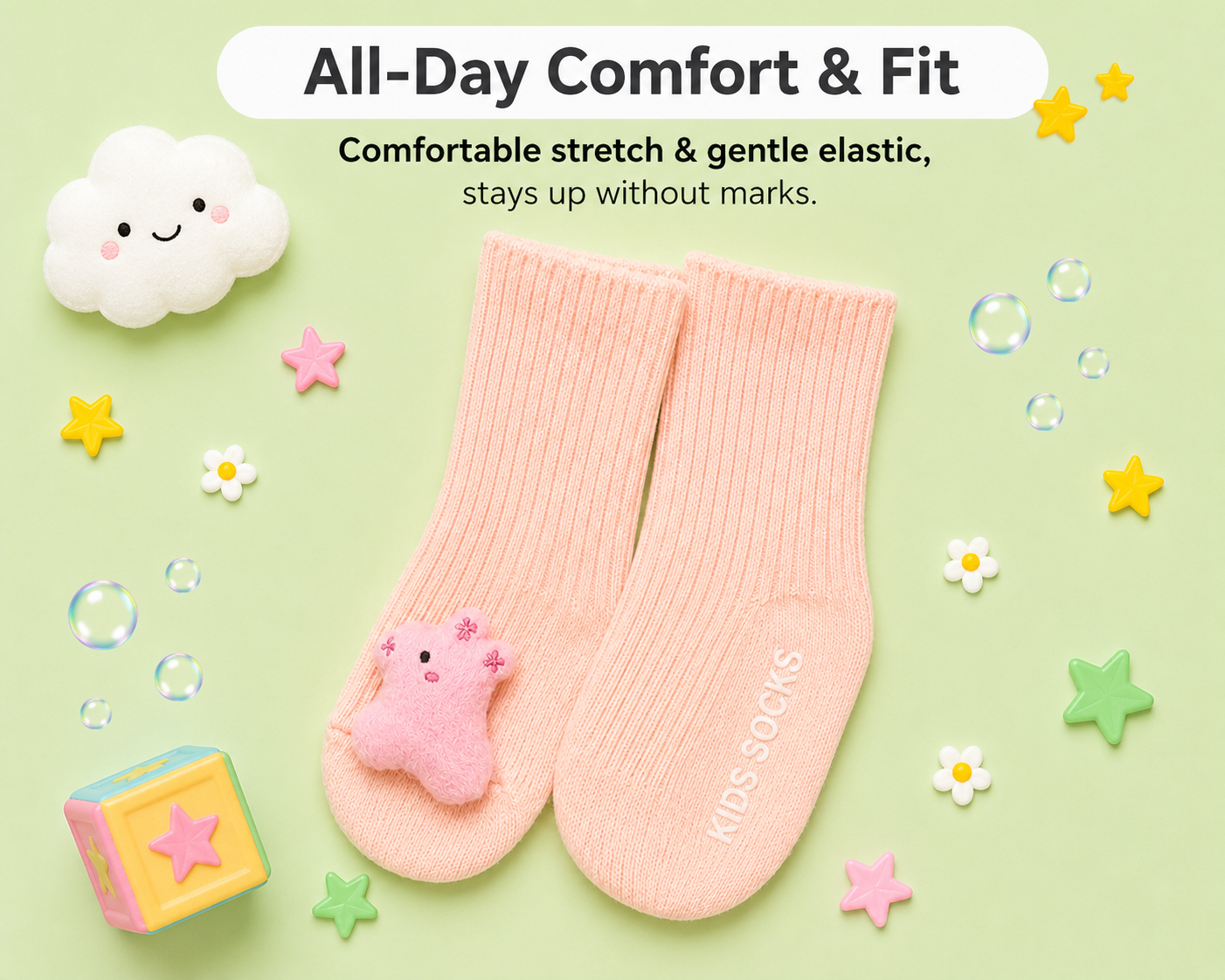 Baby Crew Socks – 3D Character Cuffs | Pack of 2 | 0-18 Months