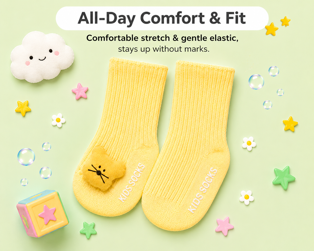 Baby Crew Socks – 3D Character Cuffs | Pack of 2 | 0-18 Months