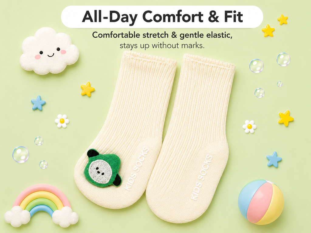 Baby Crew Socks – 3D Character Cuffs | Pack of 2 | 0-18 Months