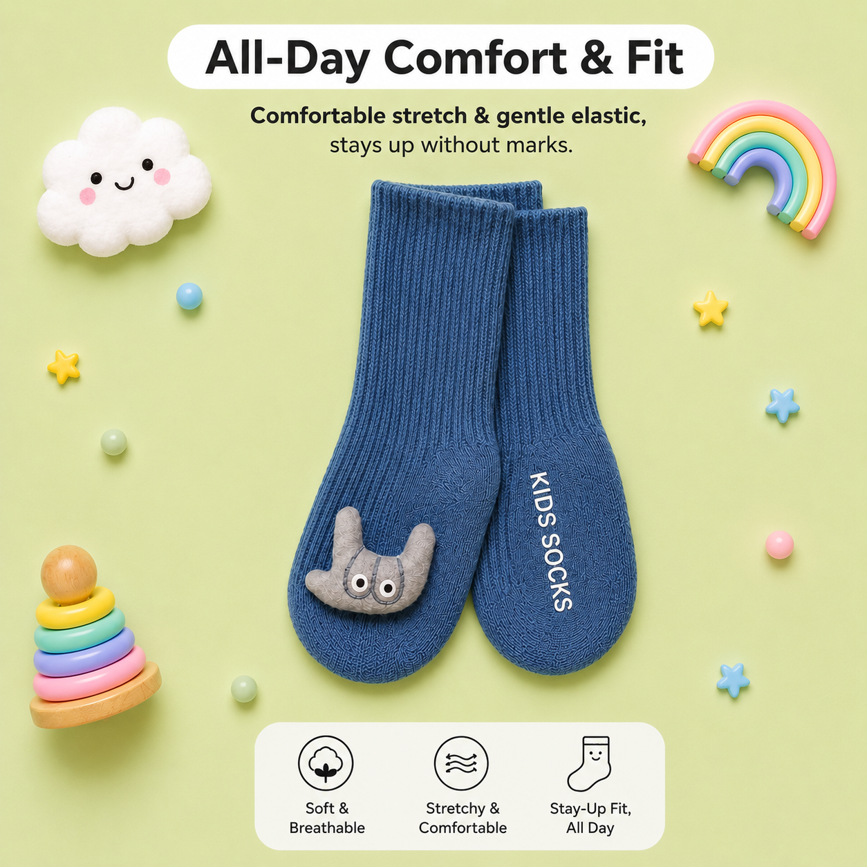 Baby Crew Socks – 3D Character Cuffs | Pack of 2 | 0-18 Months