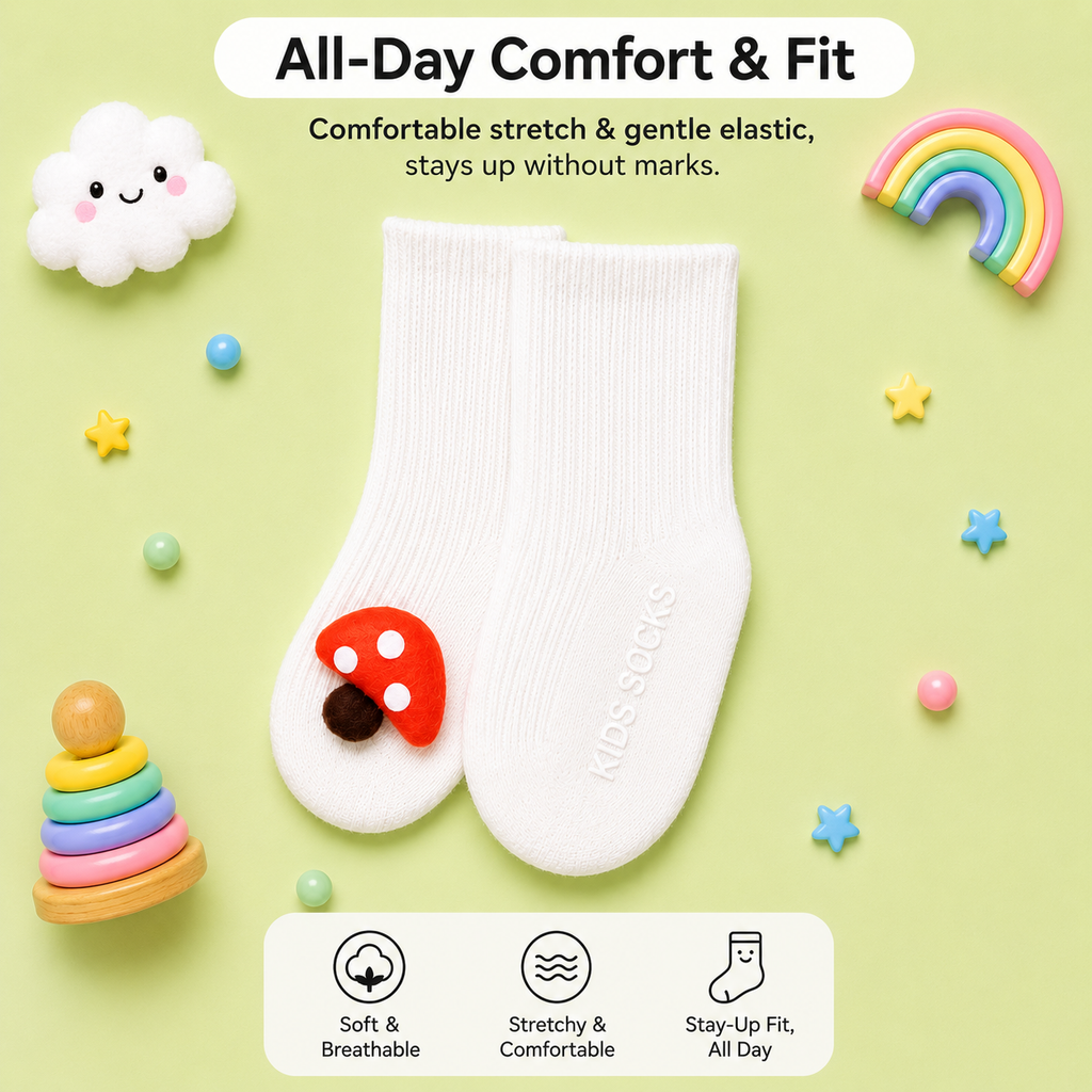 Baby Crew Socks – 3D Character Cuffs | Pack of 2 | 0-18 Months