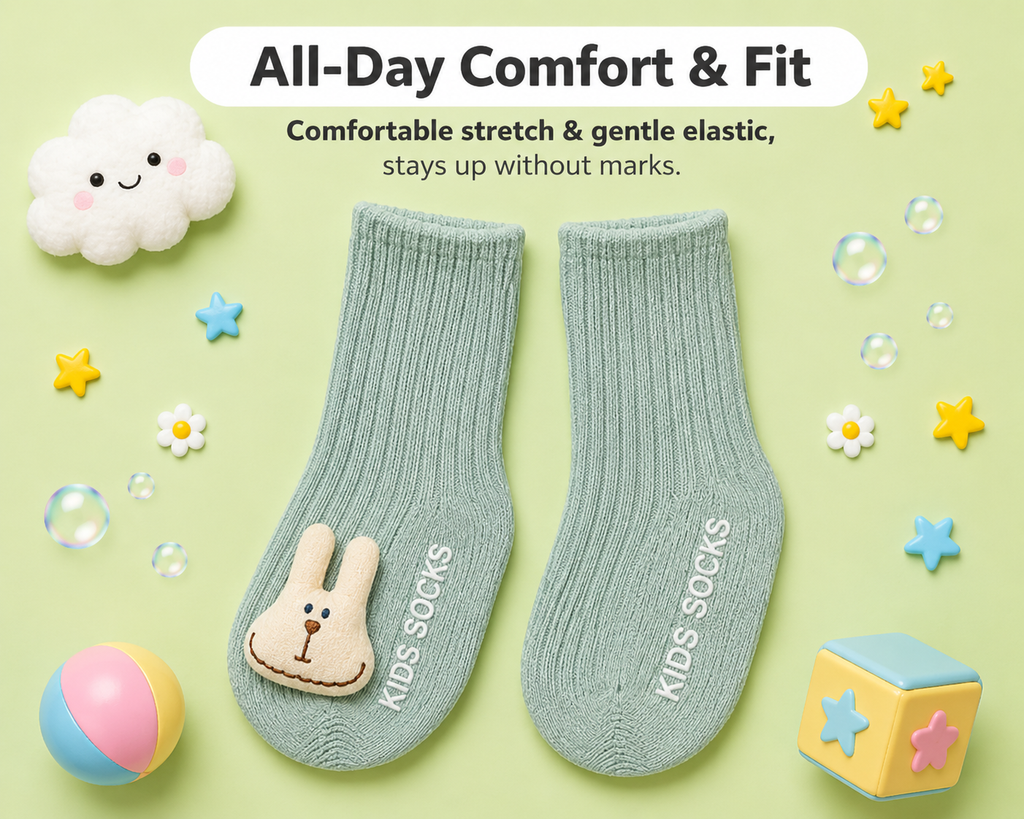 Baby Crew Socks – 3D Character Cuffs | Pack of 2 | 0-18 Months