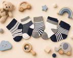 Little Steps Baby Socks— Soft Cotton Striped Gift Box Set for Newborns and Infants