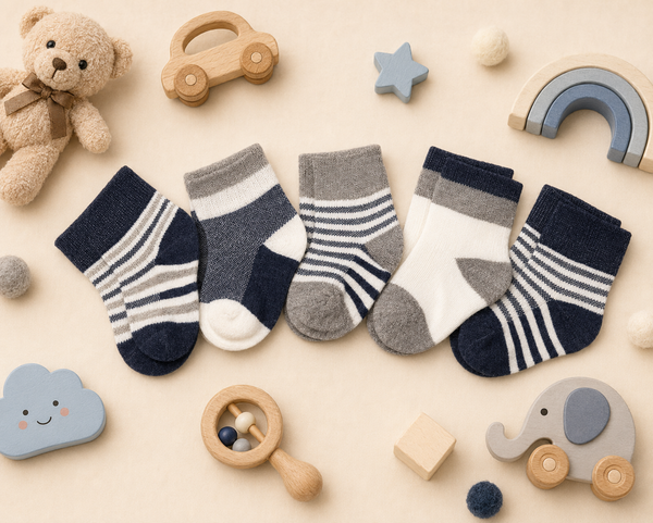 Little Steps Baby Socks— Soft Cotton Striped Gift Box Set for Newborns and Infants