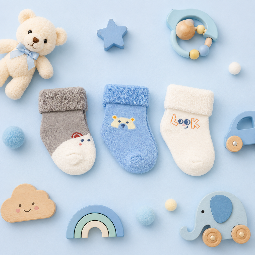 Sweet Steps Baby Collection—Premium Cotton Baby Socks with Adorable Embroidery