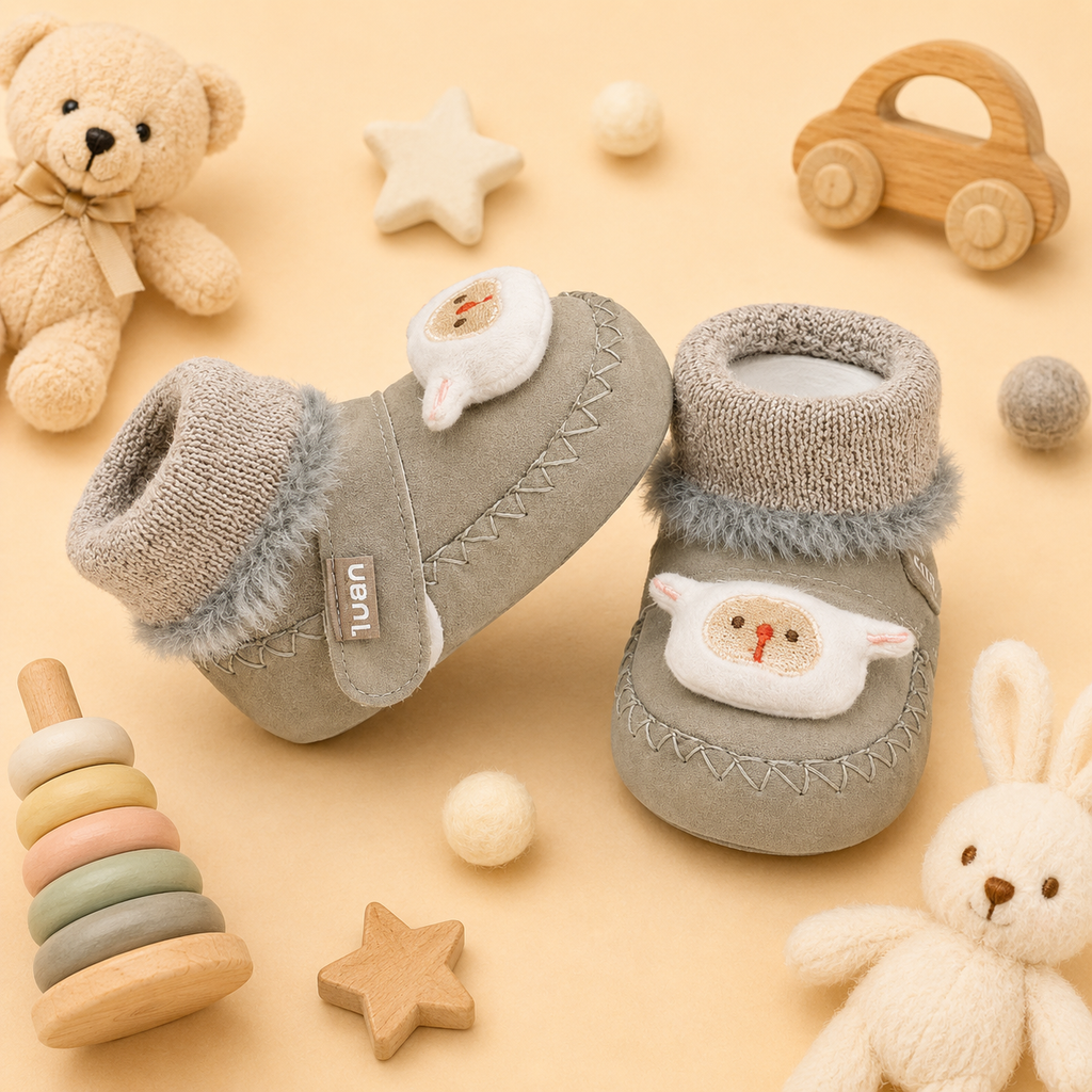 Warm Furry Baby Boots Collection Premium Soft Sole Velcro Boots for Newborns and Infants