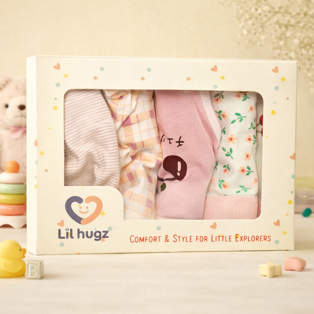 Lilhugz Cherry Blossom– Soft Breathable Cherry Floral Gingham Print Girls Cotton Underwear
