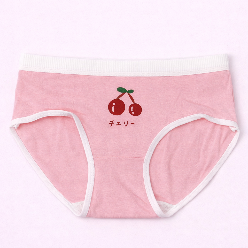 Lilhugz Cherry Blossom– Soft Breathable Cherry Floral Gingham Print Girls Cotton Underwear
