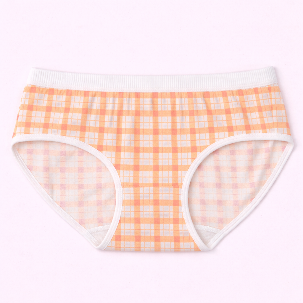 Lilhugz Cherry Blossom– Soft Breathable Cherry Floral Gingham Print Girls Cotton Underwear