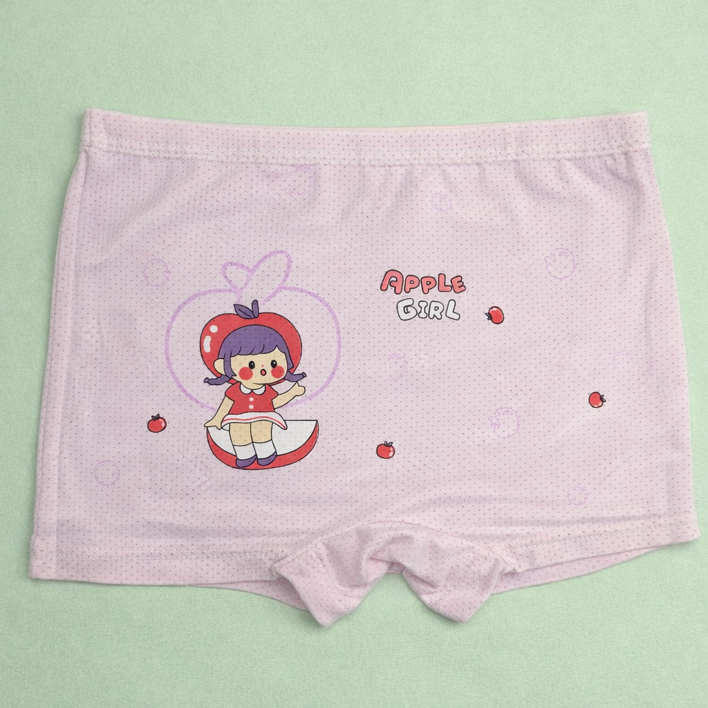 Apple Girl Boxer Shorts – Premium Viscose Blend Soft Breathable Kids Underwear for Pre-Teens
