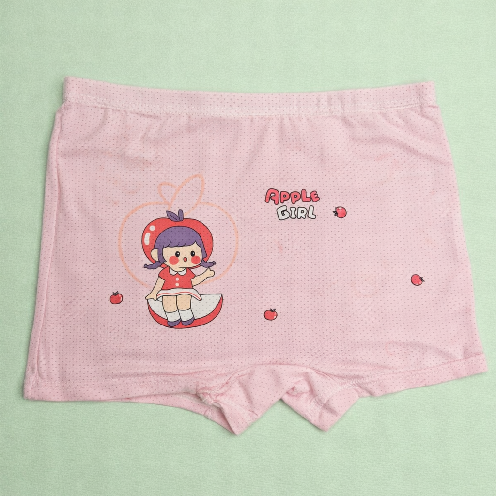 Apple Girl Boxer Shorts – Premium Viscose Blend Soft Breathable Kids Underwear for Pre-Teens