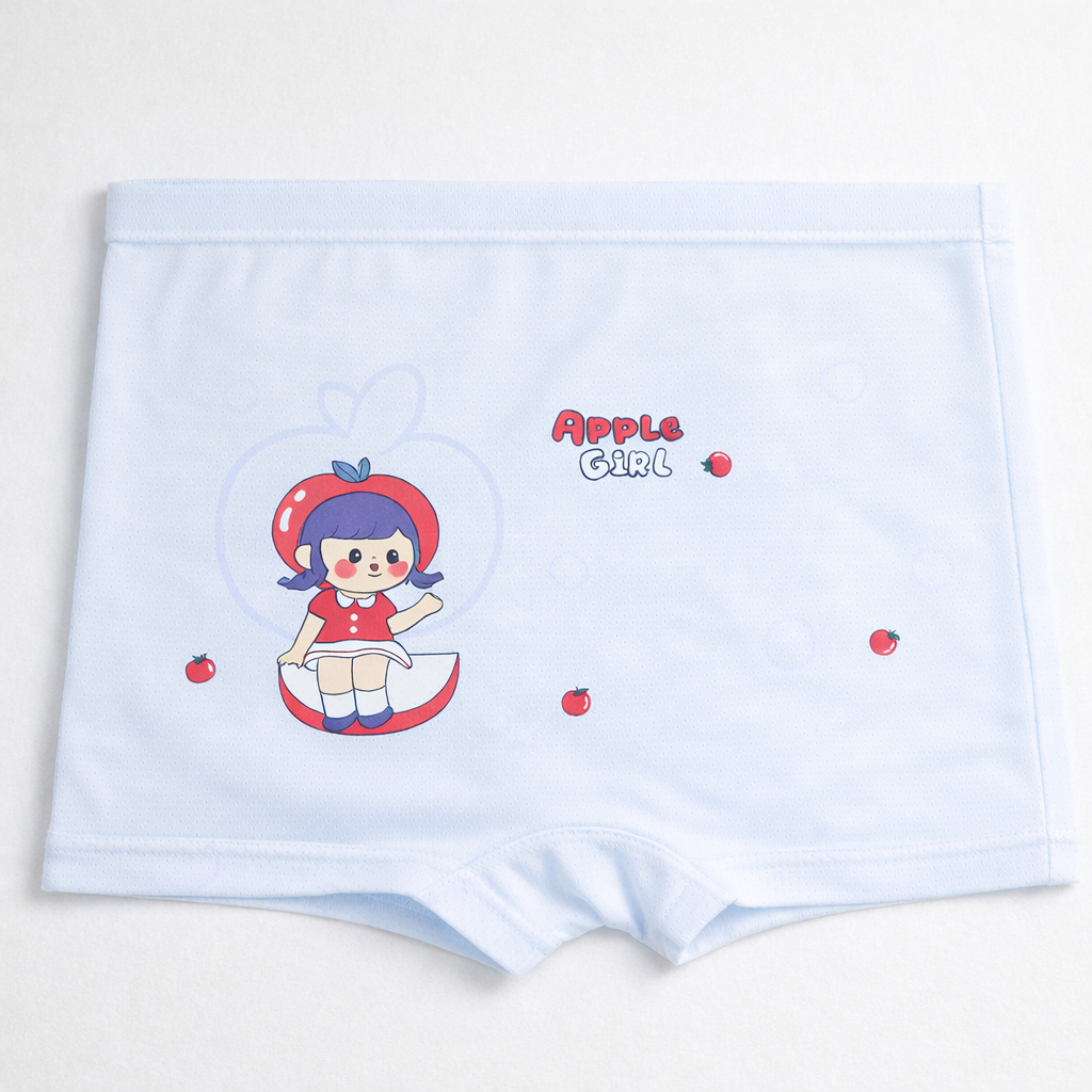 Apple Girl Boxer Shorts – Premium Viscose Blend Soft Breathable Kids Underwear for Pre-Teens