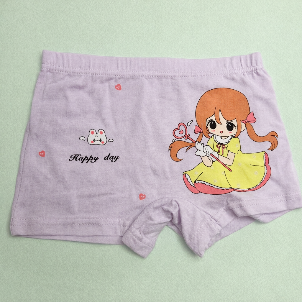 Kawaii Girl Collection – Girls Hybrid Cotton Underwear – Adorable Anime Character Print Briefs