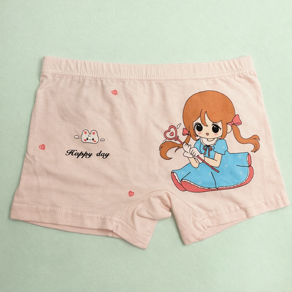 Kawaii Girl Collection – Girls Hybrid Cotton Underwear – Adorable Anime Character Print Briefs