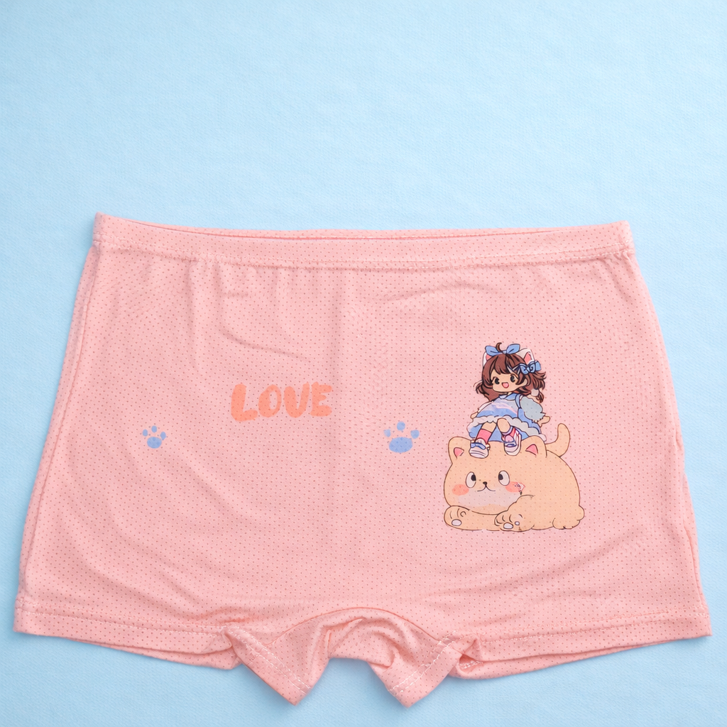 Puppy Love Collection – Girls Premium Viscose Boxer Shorts – Soft Breathable Innerwear