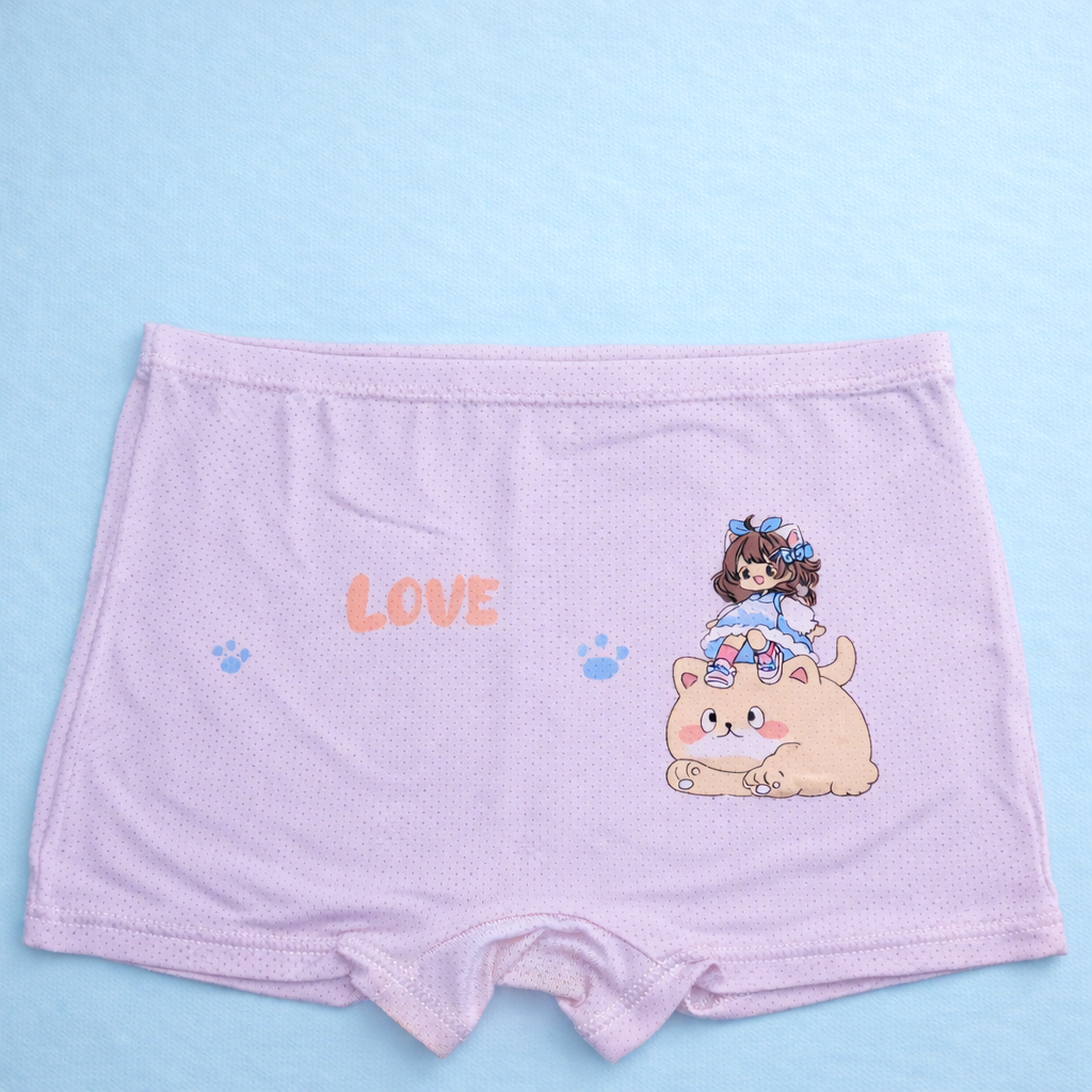 Puppy Love Collection – Girls Premium Viscose Boxer Shorts – Soft Breathable Innerwear