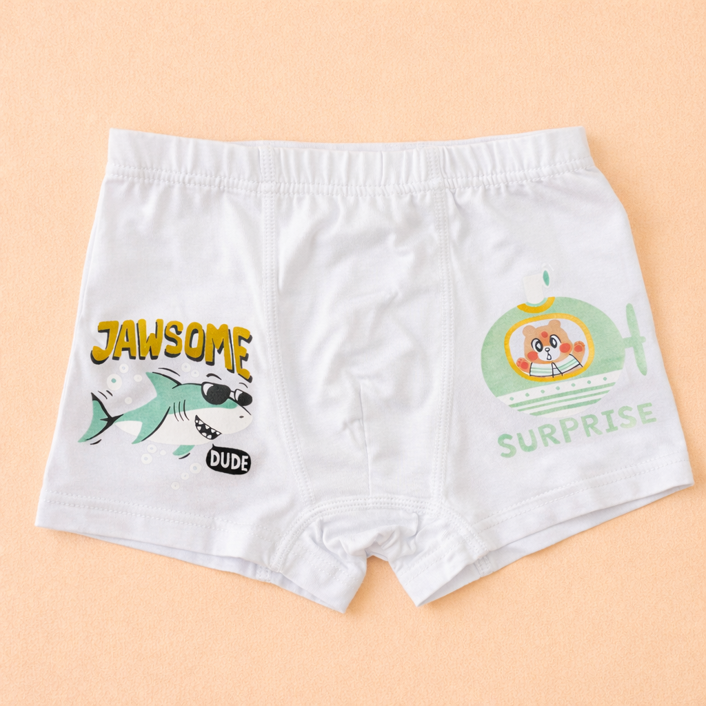 Ocean Heroes Collection – Premium Cotton Boys Boxer Shorts – Soft Breathable Kids Underwear with Shark Prints