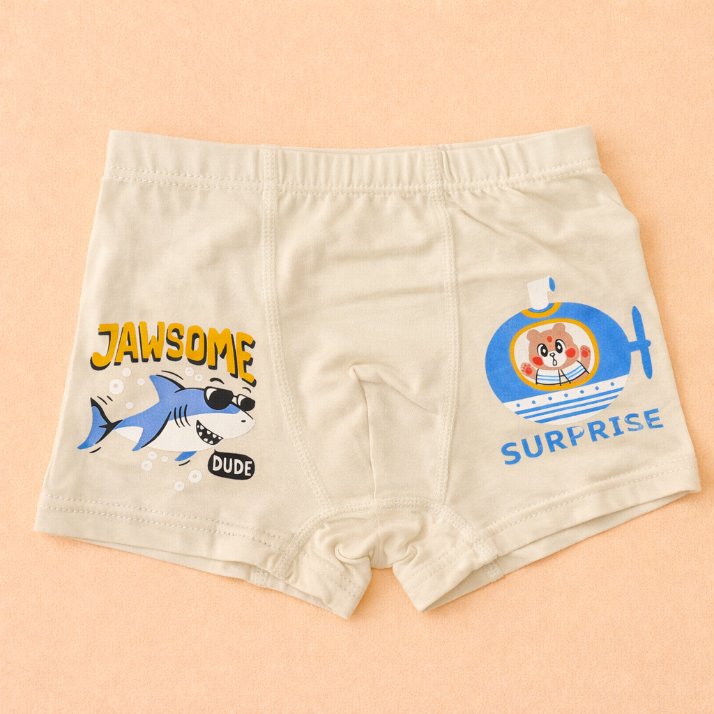 Ocean Heroes Collection – Premium Cotton Boys Boxer Shorts – Soft Breathable Kids Underwear with Shark Prints