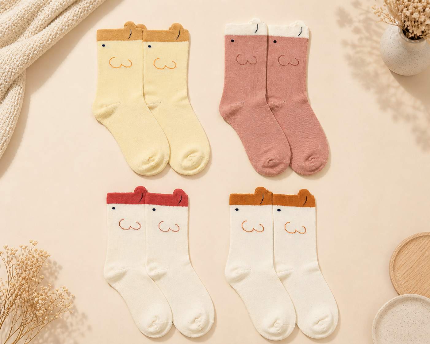 Happy Days Kids Crew Socks Collection Premium Cotton Socks with Adorable Embroidery