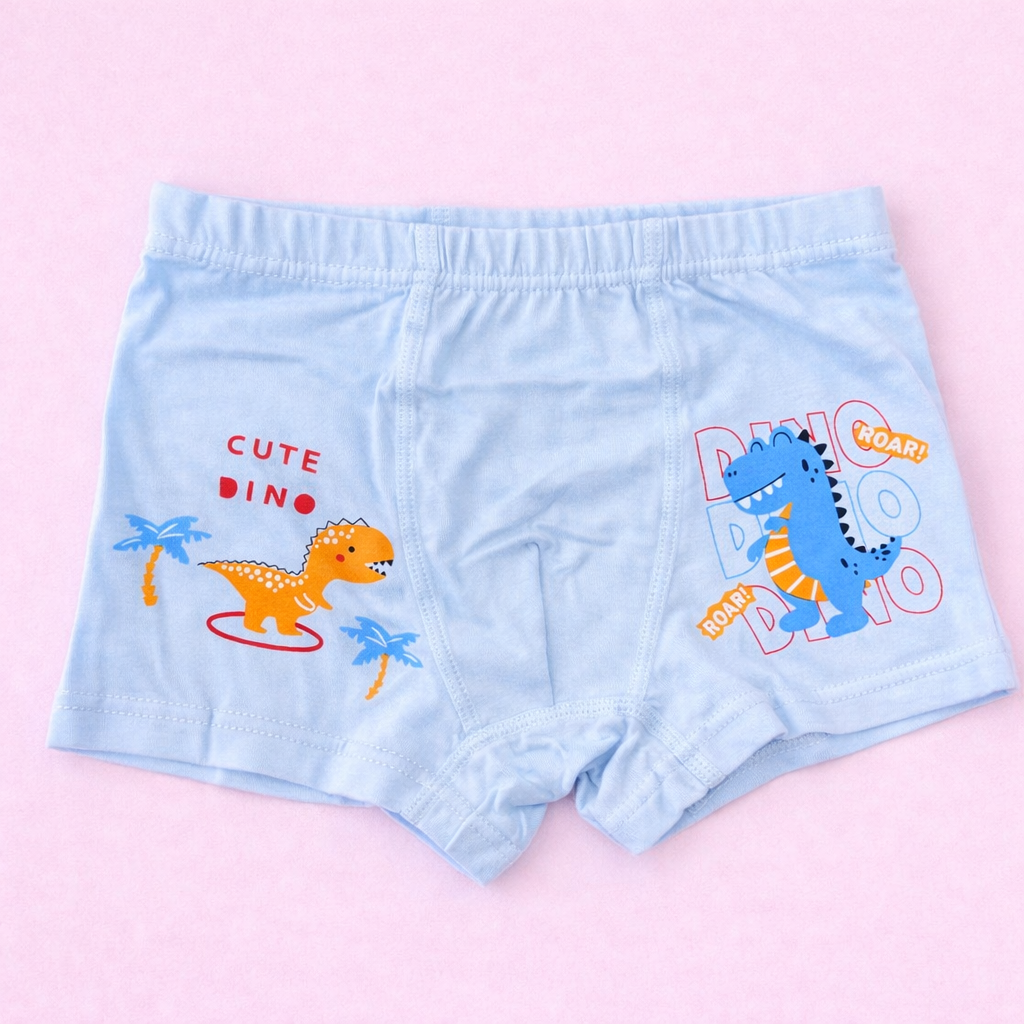 Dino Buddies Collection – Premium Cotton Boys Boxer Shorts – Soft Breathable Kids Underwear with Dinosaur Prints
