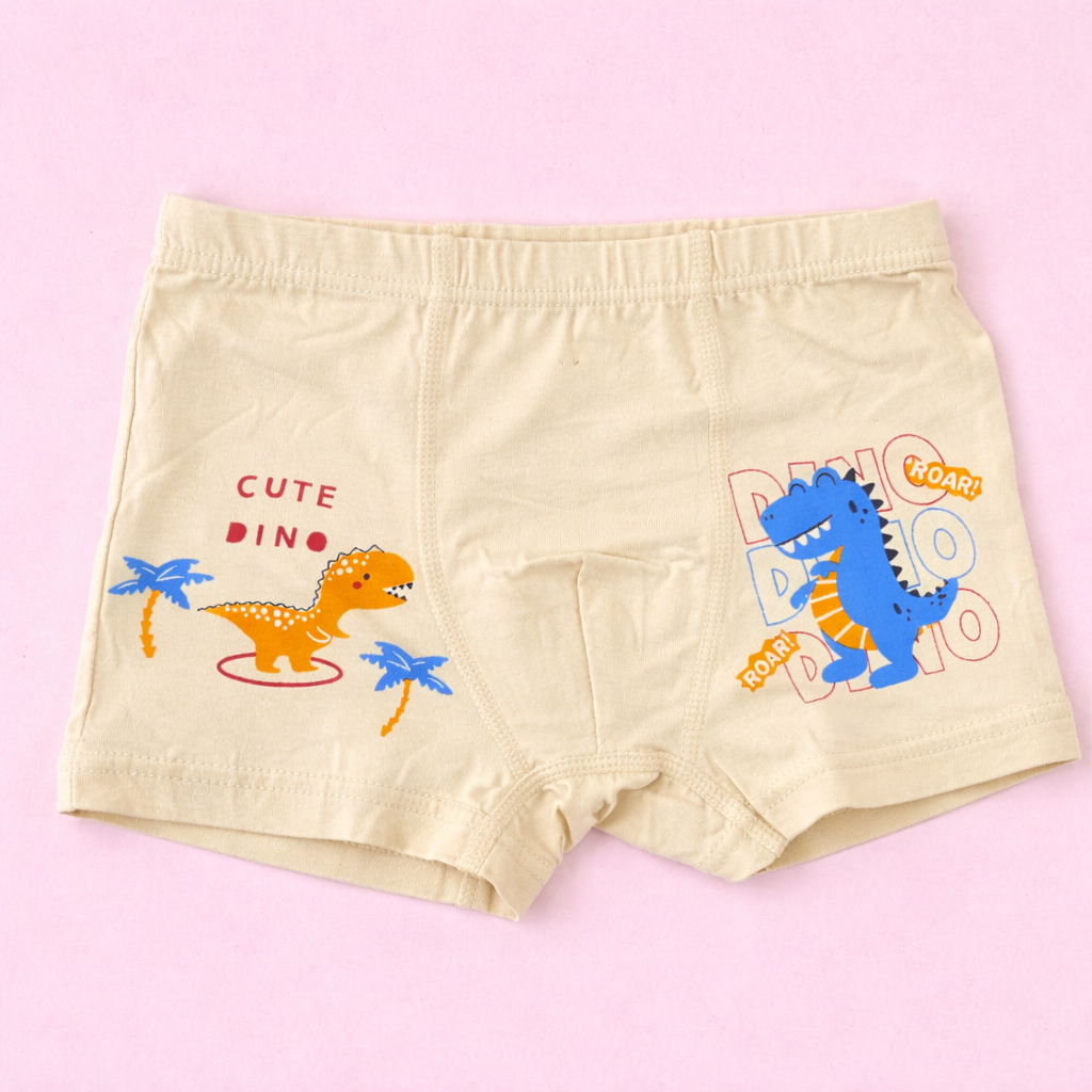 Dino Buddies Collection – Premium Cotton Boys Boxer Shorts – Soft Breathable Kids Underwear with Dinosaur Prints