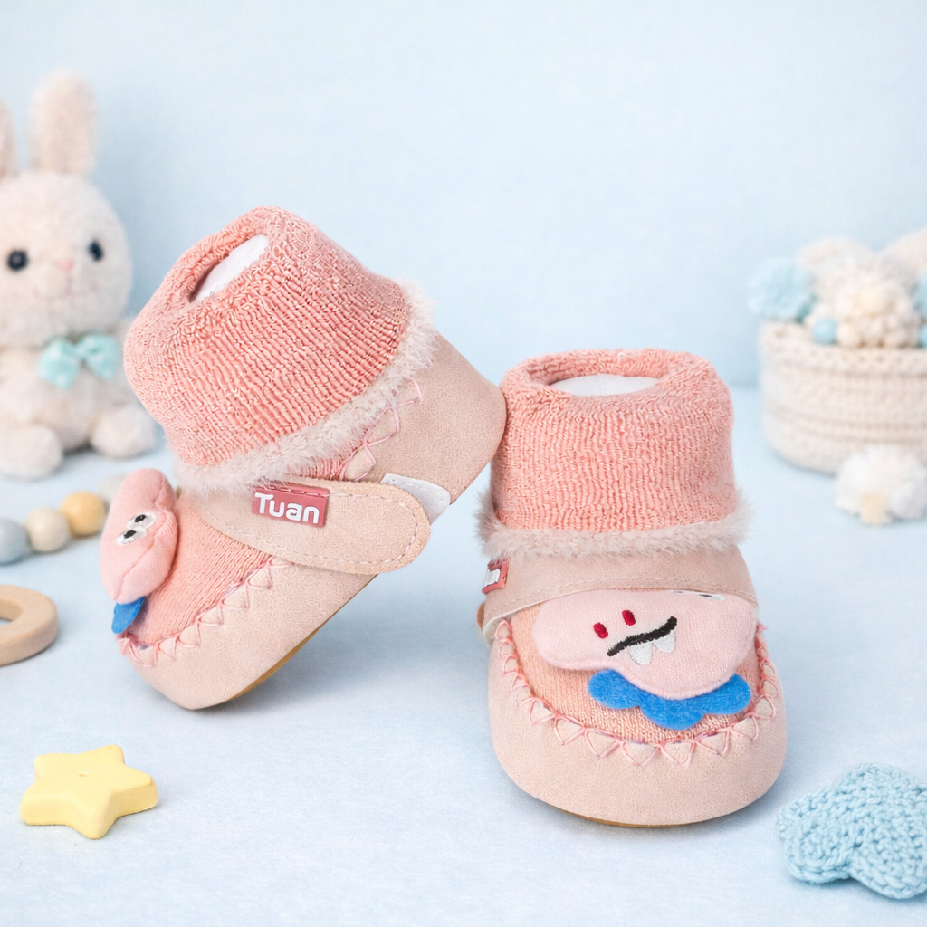 Warm Furry Baby Boots Collection Premium Soft Sole Velcro Boots for Newborns and Infants