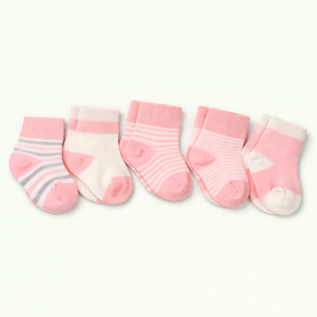 Little Steps Baby Socks— Soft Cotton Striped Gift Box Set for Newborns and Infants