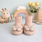 Daisy Steps Baby Sock Shoes for Girls | Soft Anti-Slip Sole | Flower Design Indoor Footwear for Newborns & Toddlers