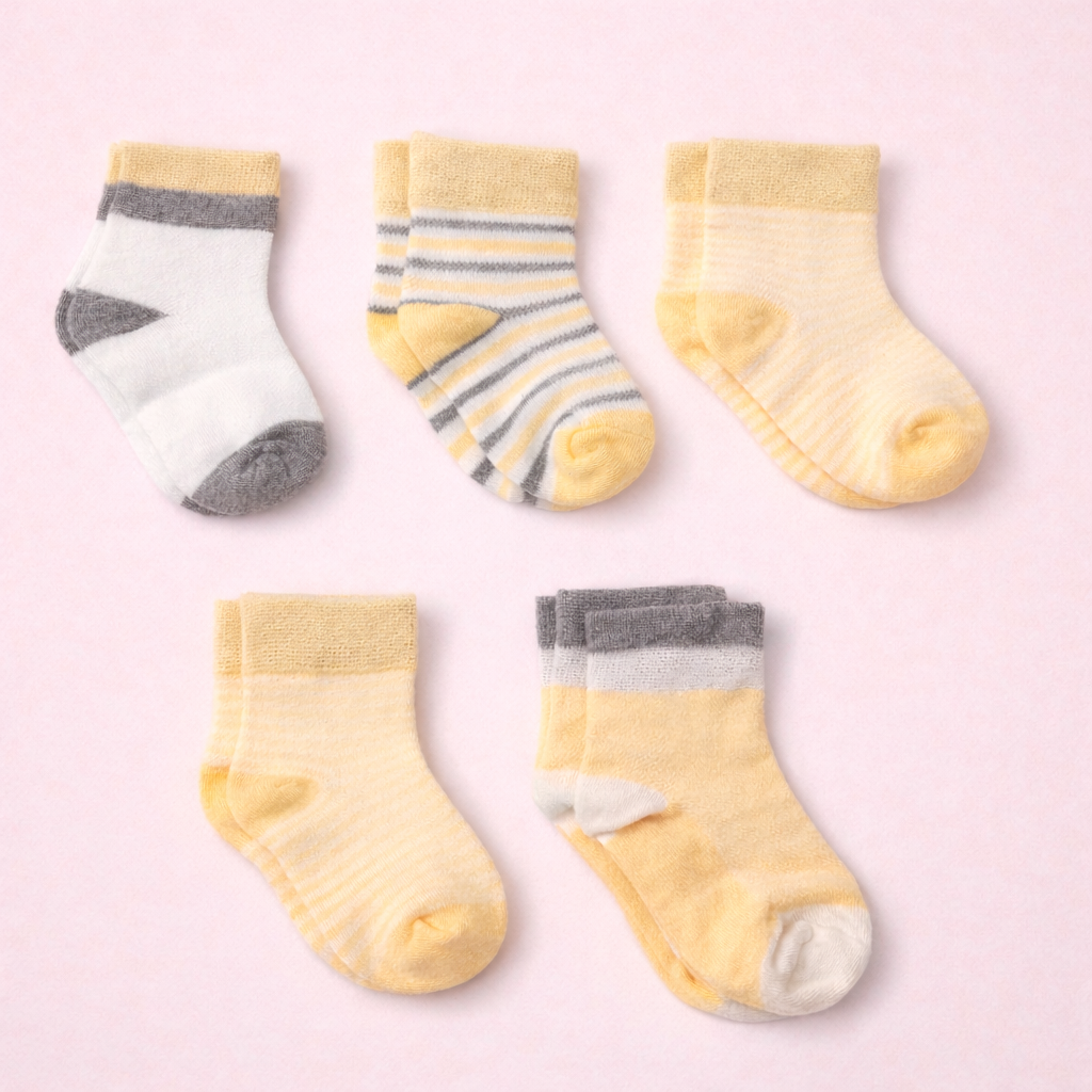Little Steps Baby Socks— Soft Cotton Striped Gift Box Set for Newborns and Infants