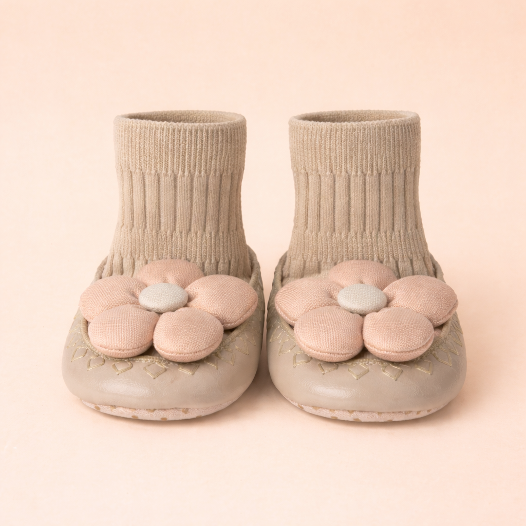 Daisy Steps Baby Sock Shoes for Girls | Soft Anti-Slip Sole | Flower Design Indoor Footwear for Newborns & Toddlers